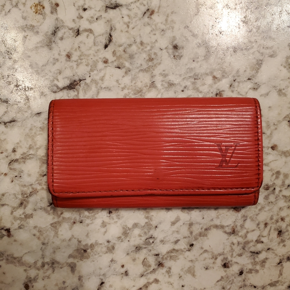 Louis Vuitton red epi 4 key key holder